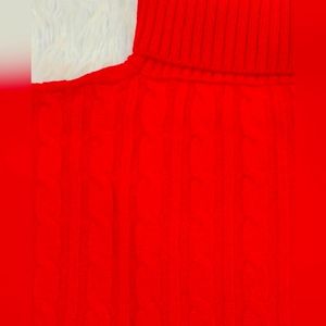 This red turtleneck cropped knit sweater, casual loose fit. New, and never worn.